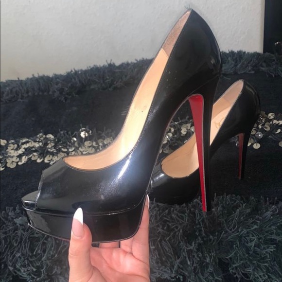 Christian Louboutin, Shoes, Galactica Black Velvet Louboutin Red Bottom  Heel